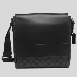 Coach Men's Houston Map Bag In Signature Canvas Black RS-573