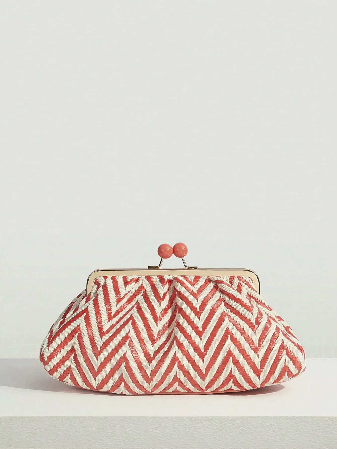 Color Block Wavy Clutch Ruched Bag - FD ⚡