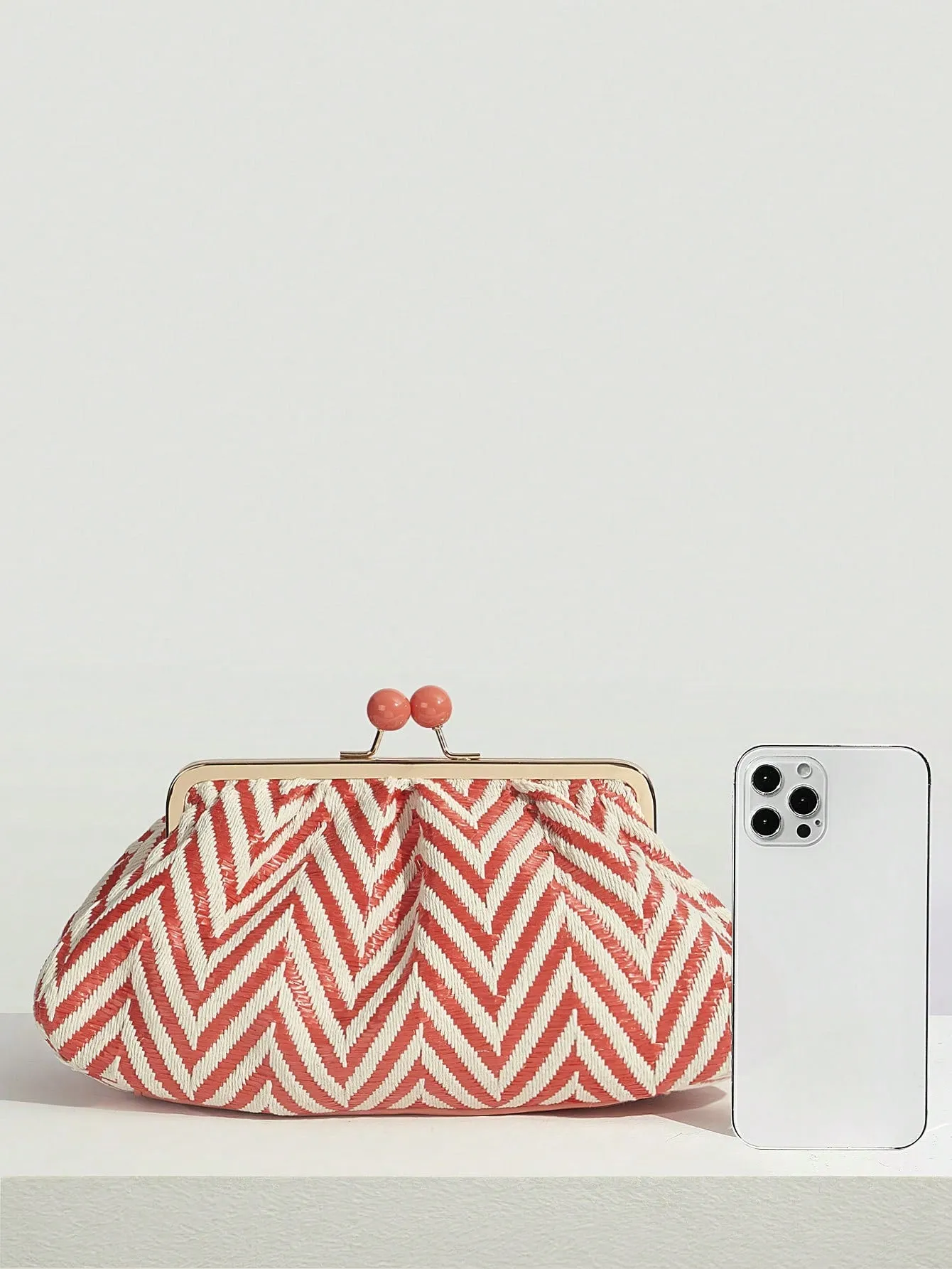 Color Block Wavy Clutch Ruched Bag - FD ⚡