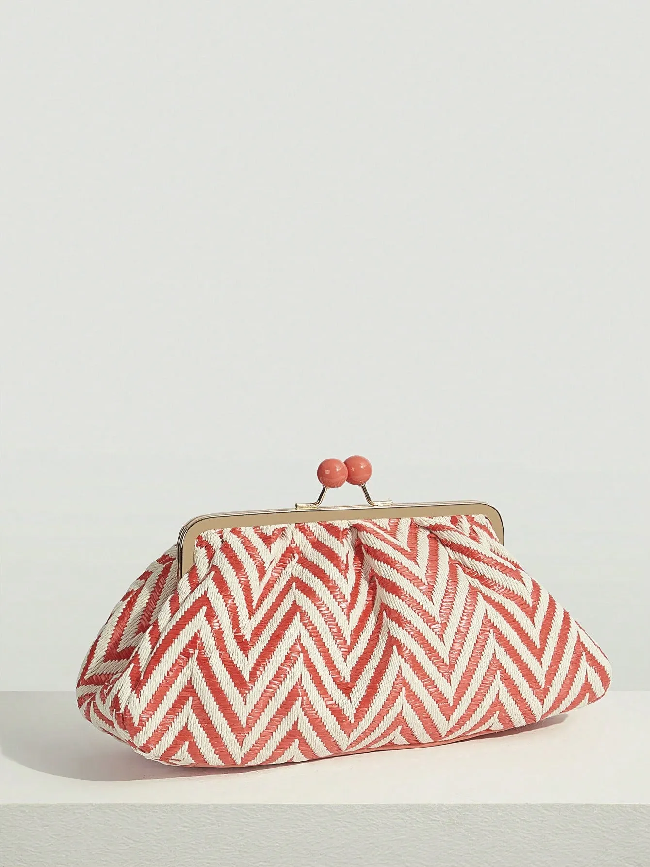Color Block Wavy Clutch Ruched Bag - FD ⚡