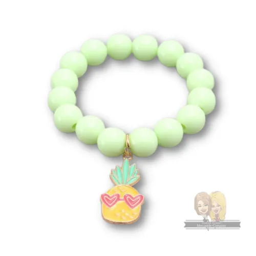Colored Bead Bracelet w/ Charm