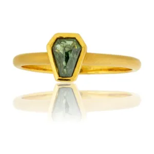 Colored Diamond Coffin Solitaire Bezel Ring