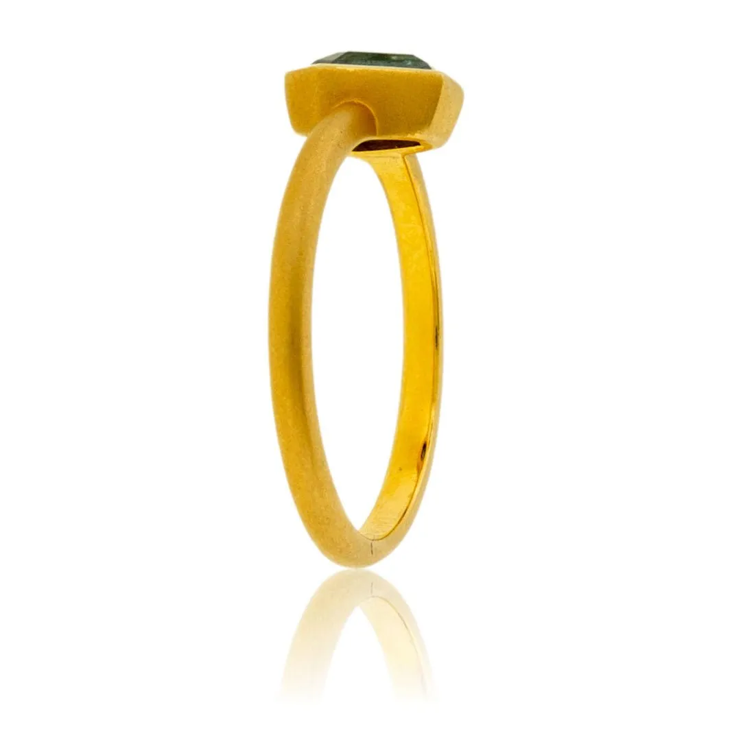 Colored Diamond Coffin Solitaire Bezel Ring