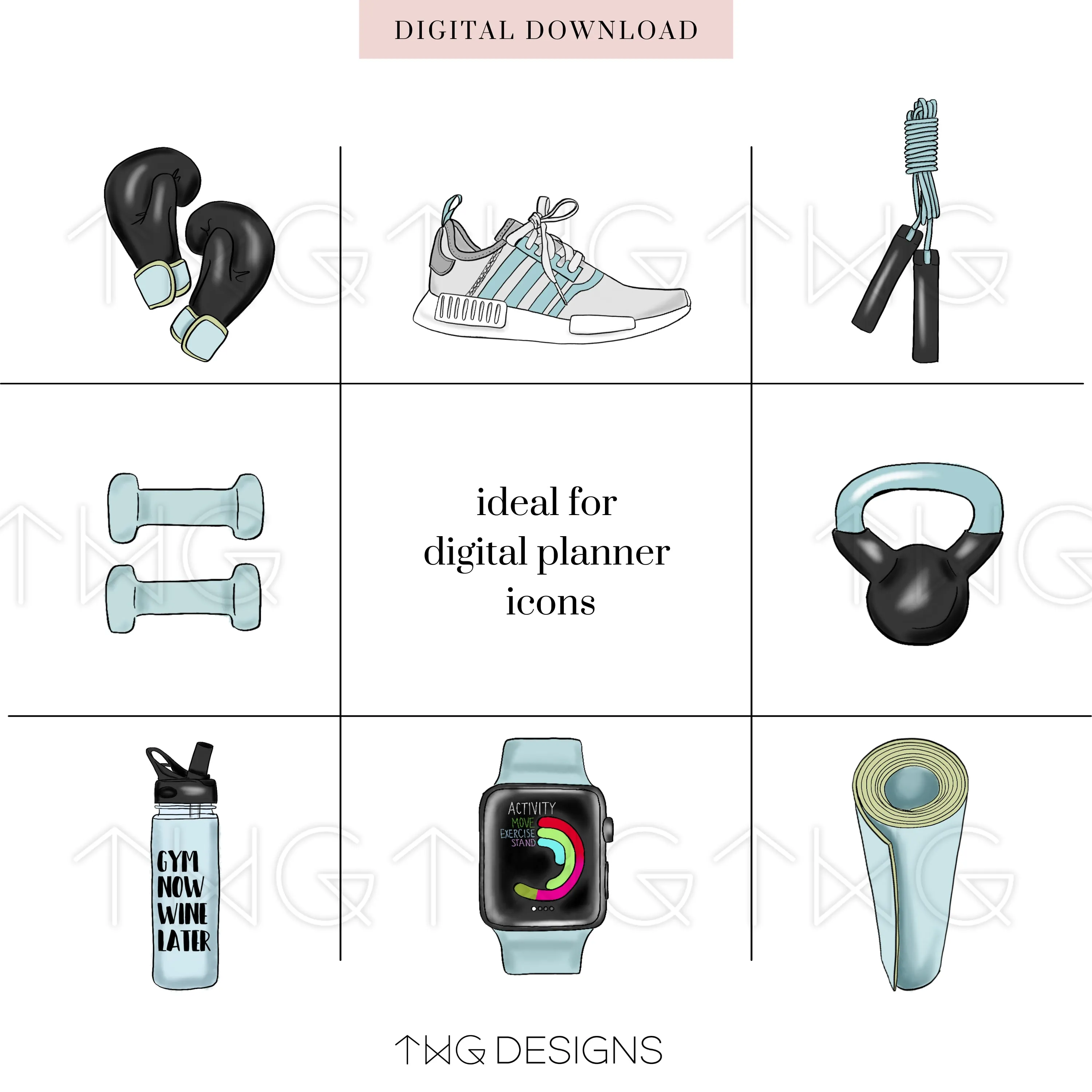 Colored Fitness Icon Collection