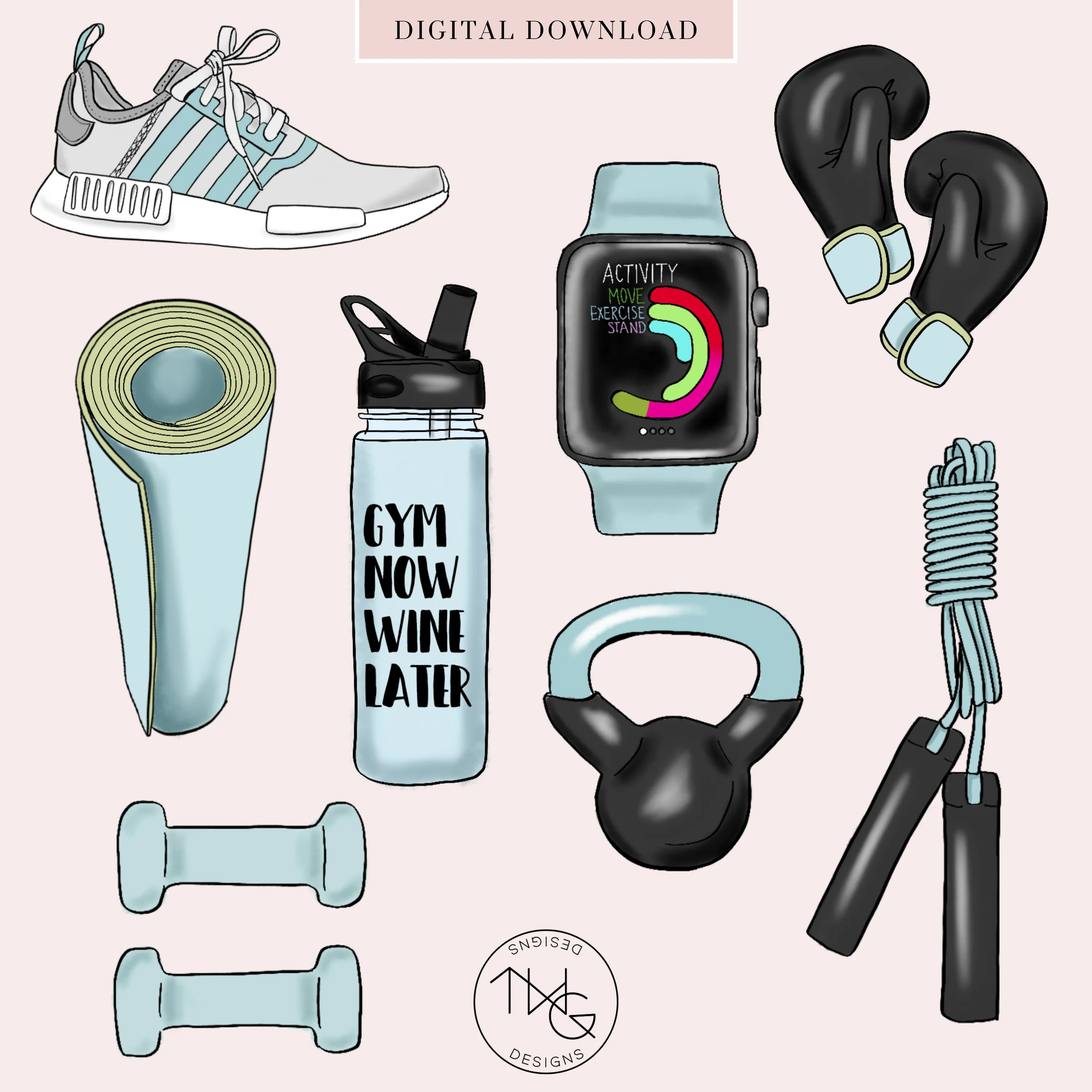Colored Fitness Icon Collection