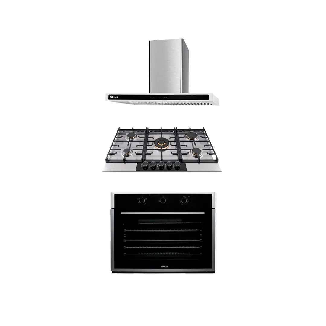 COMBO A LUXURY - DRIJA - 76CM / 30” - ACERO(Estufa, Horno y Extractor).
