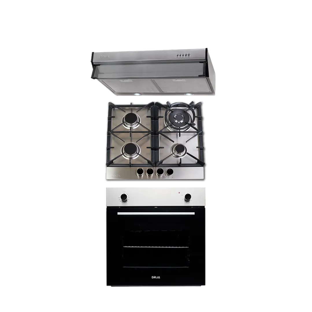 COMBO B - DRIJA - 60CM / 24” - ACERO(Estufa, Horno y Extractor).