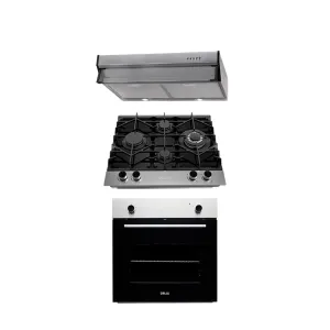 COMBO C - DRIJA - 60CM / 24” – ACERO/VIDRIO(Estufa, Horno y Extractor).