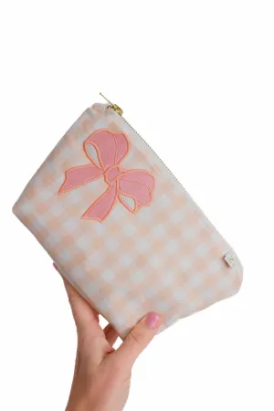 Coral Gingham Bow Mini Maxx Baby Bag
