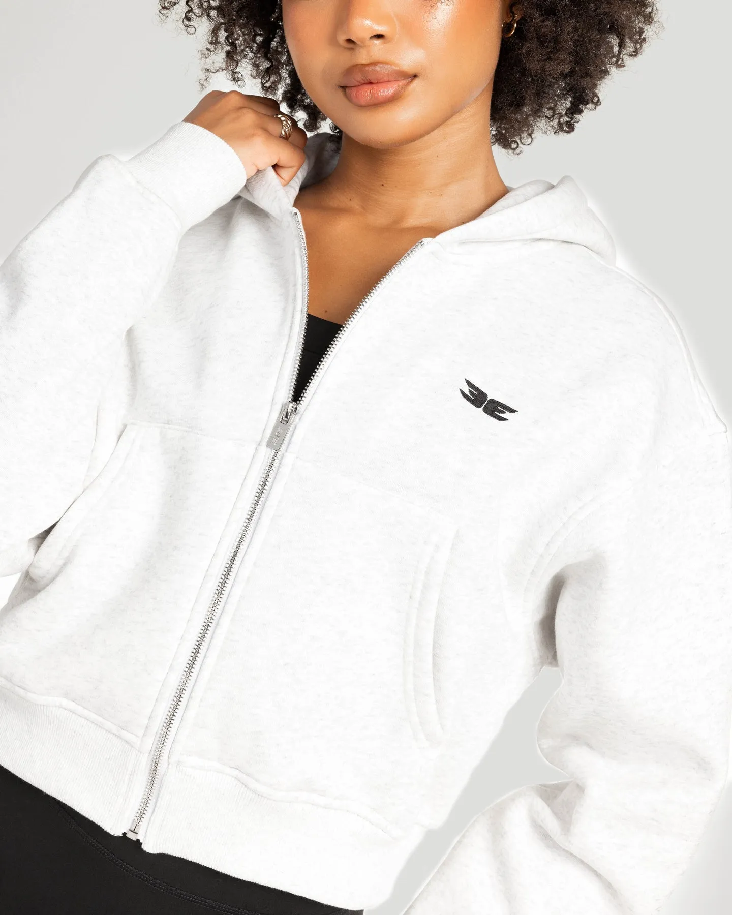 Cropped Classic Zip Through - Polar Grey