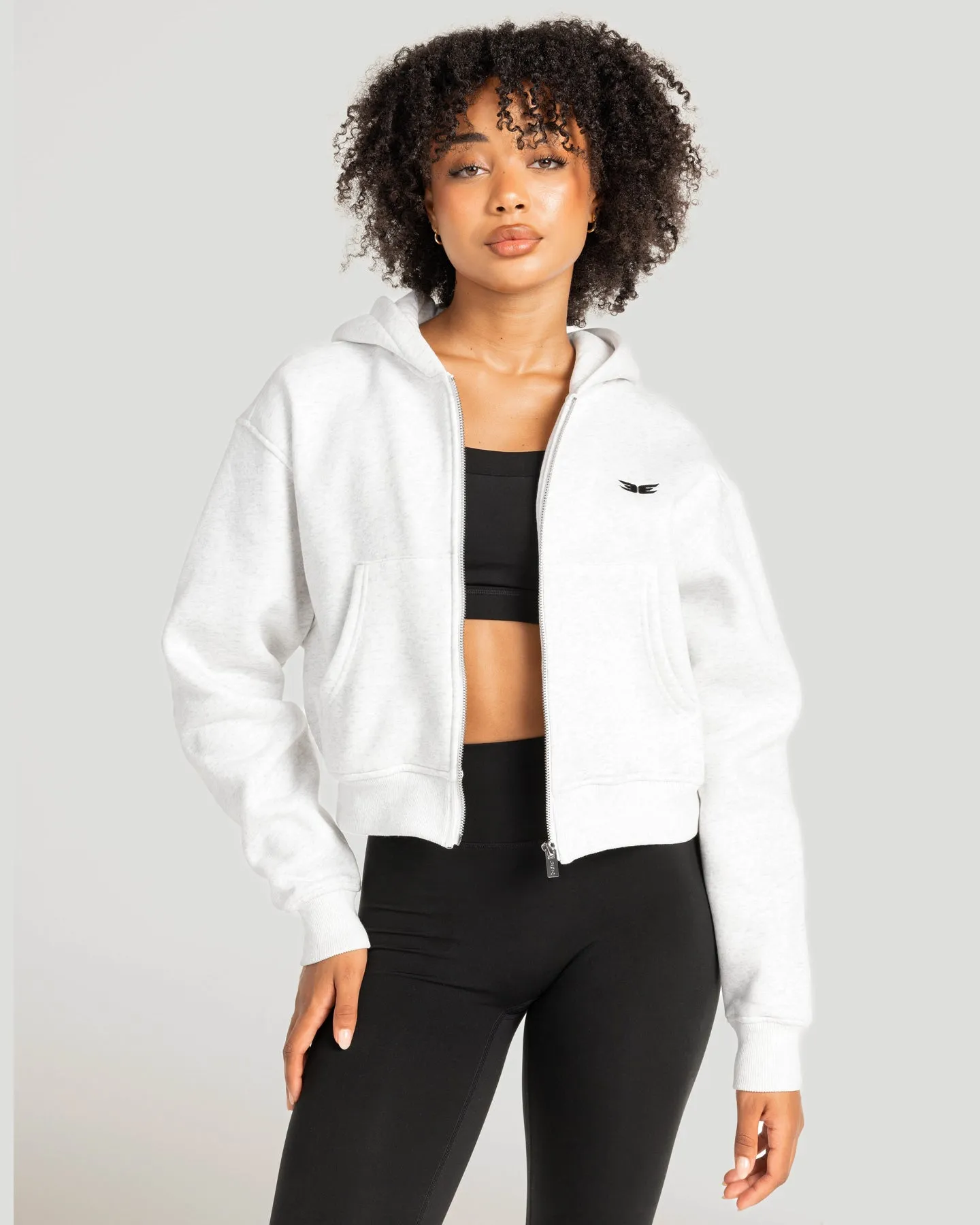 Cropped Classic Zip Through - Polar Grey
