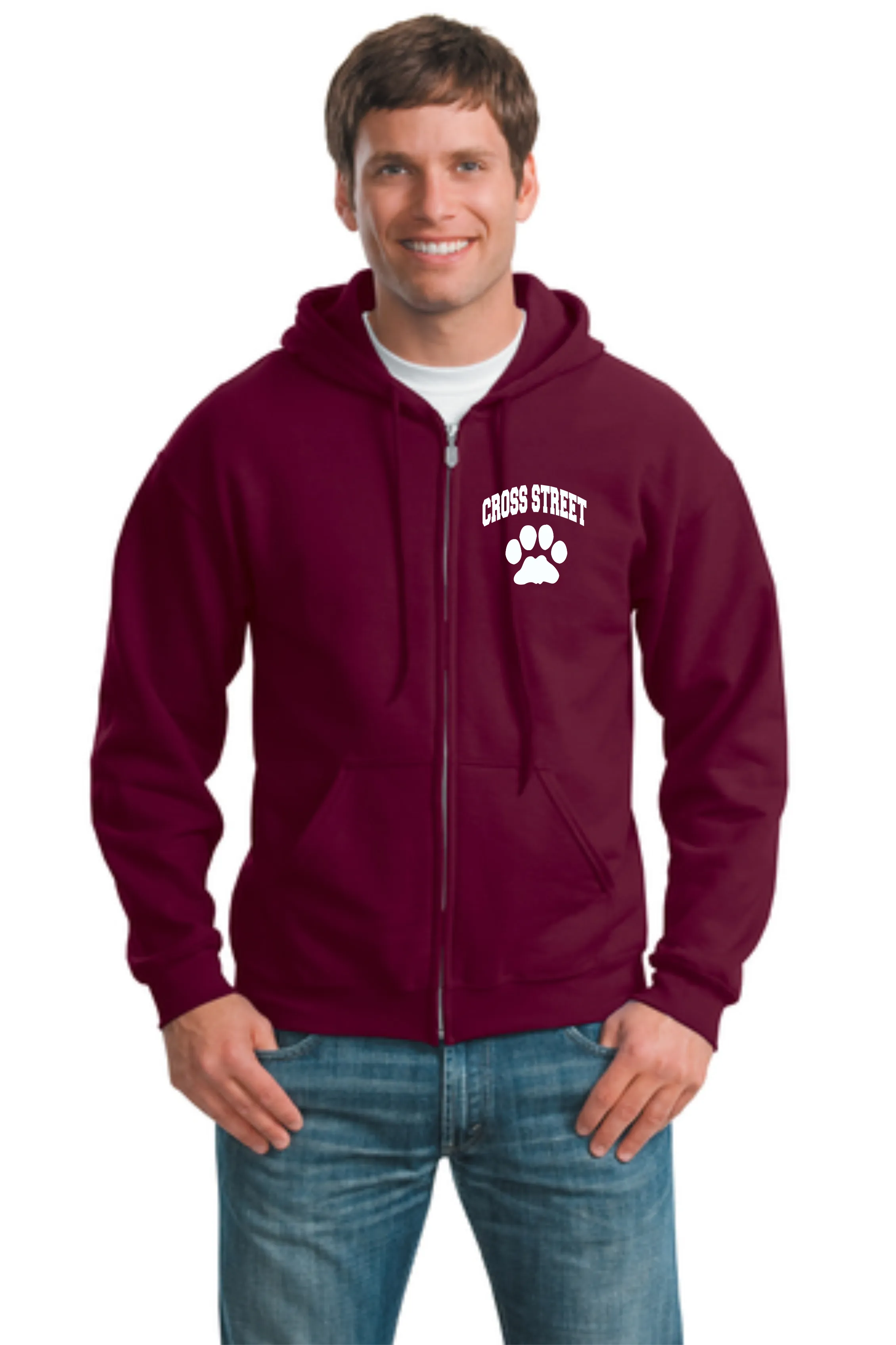 Cross Street Adult Unisex Full Zip Hooded Sweatshirt