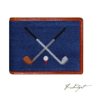 Crossed Clubs Needlepoint Bi-Fold Wallet