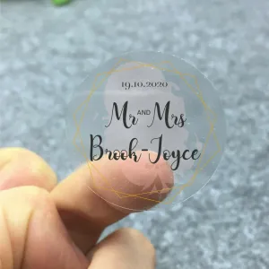 Custom Envelope seals clear stickers, Personalised transparent stickers, Wedding favor labels, Invitation stickers