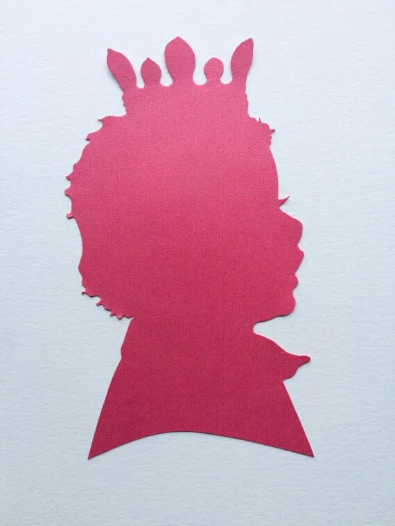 Custom Hand Cut Silhouette Portrait 8 by 10 Art - Pink, Blue, Grey, Purple