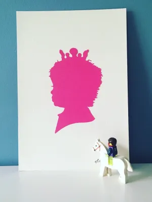 Custom Hand Cut Silhouette Portrait 8 by 10 Art - Pink, Blue, Grey, Purple