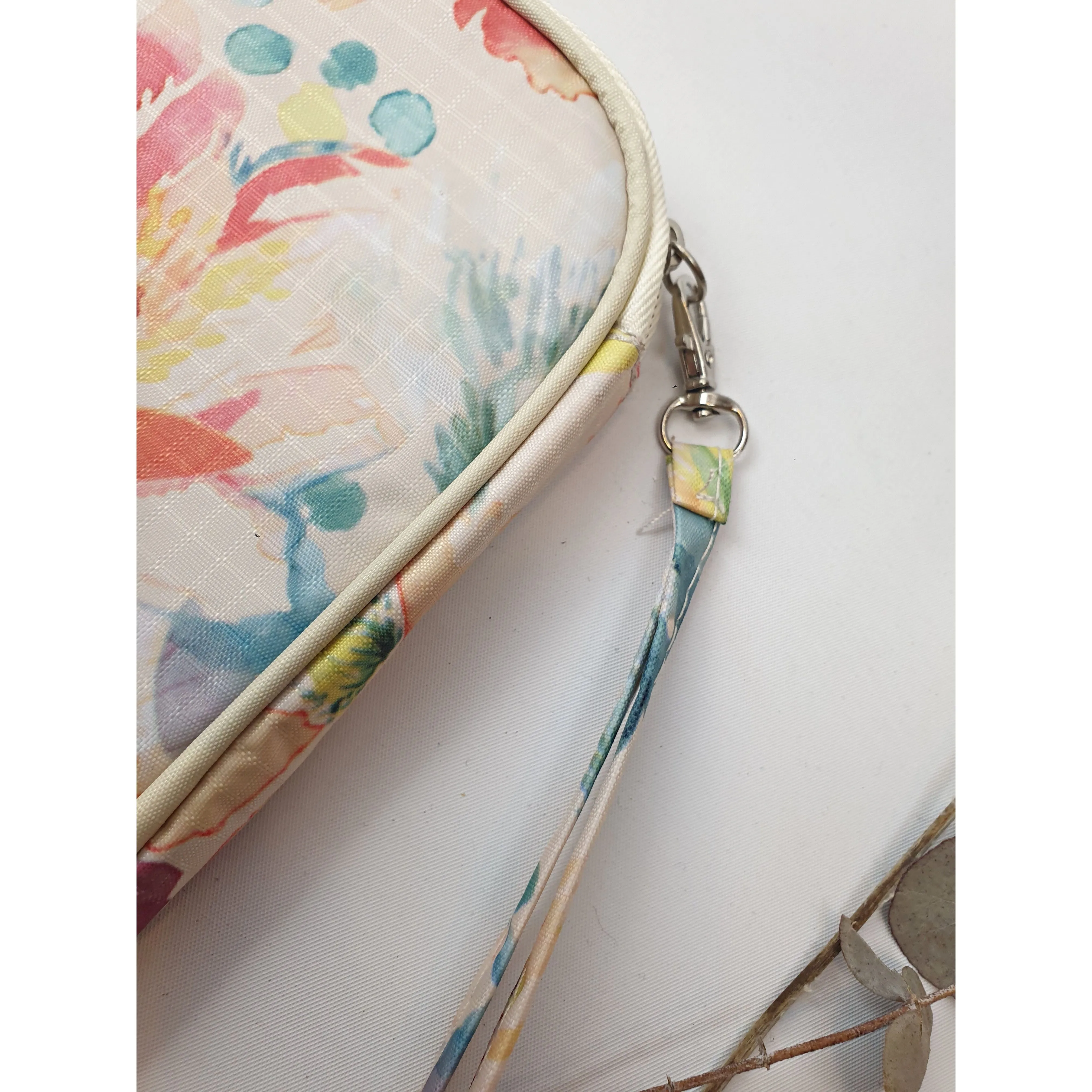 Cute cream-based floral travel purse / clutch