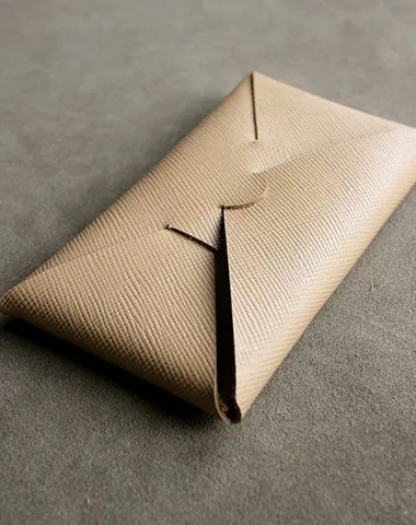 Cute Womens Gray Leather Envelope Wallet Slim Clutch Purse Checkbook Long Wallet for Women