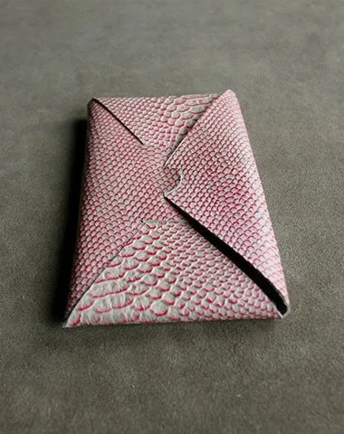 Cute Womens Gray Leather Envelope Wallet Slim Clutch Purse Checkbook Long Wallet for Women