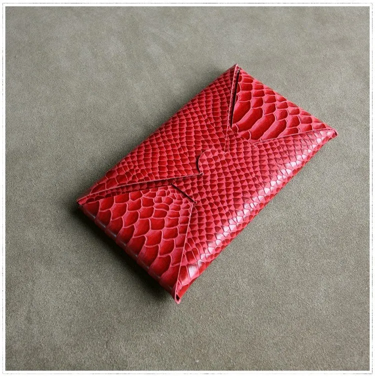 Cute Womens Gray Leather Envelope Wallet Slim Clutch Purse Checkbook Long Wallet for Women
