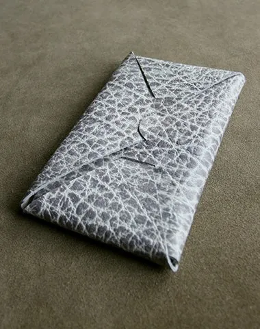 Cute Womens Gray Leather Envelope Wallet Slim Clutch Purse Checkbook Long Wallet for Women