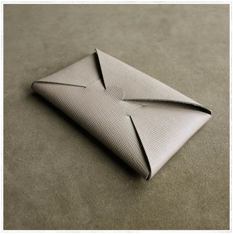 Cute Womens Gray Leather Envelope Wallet Slim Clutch Purse Checkbook Long Wallet for Women