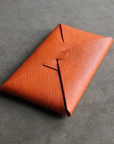 Cute Womens Gray Leather Envelope Wallet Slim Clutch Purse Checkbook Long Wallet for Women