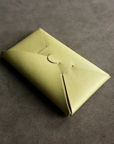 Cute Womens Gray Leather Envelope Wallet Slim Clutch Purse Checkbook Long Wallet for Women