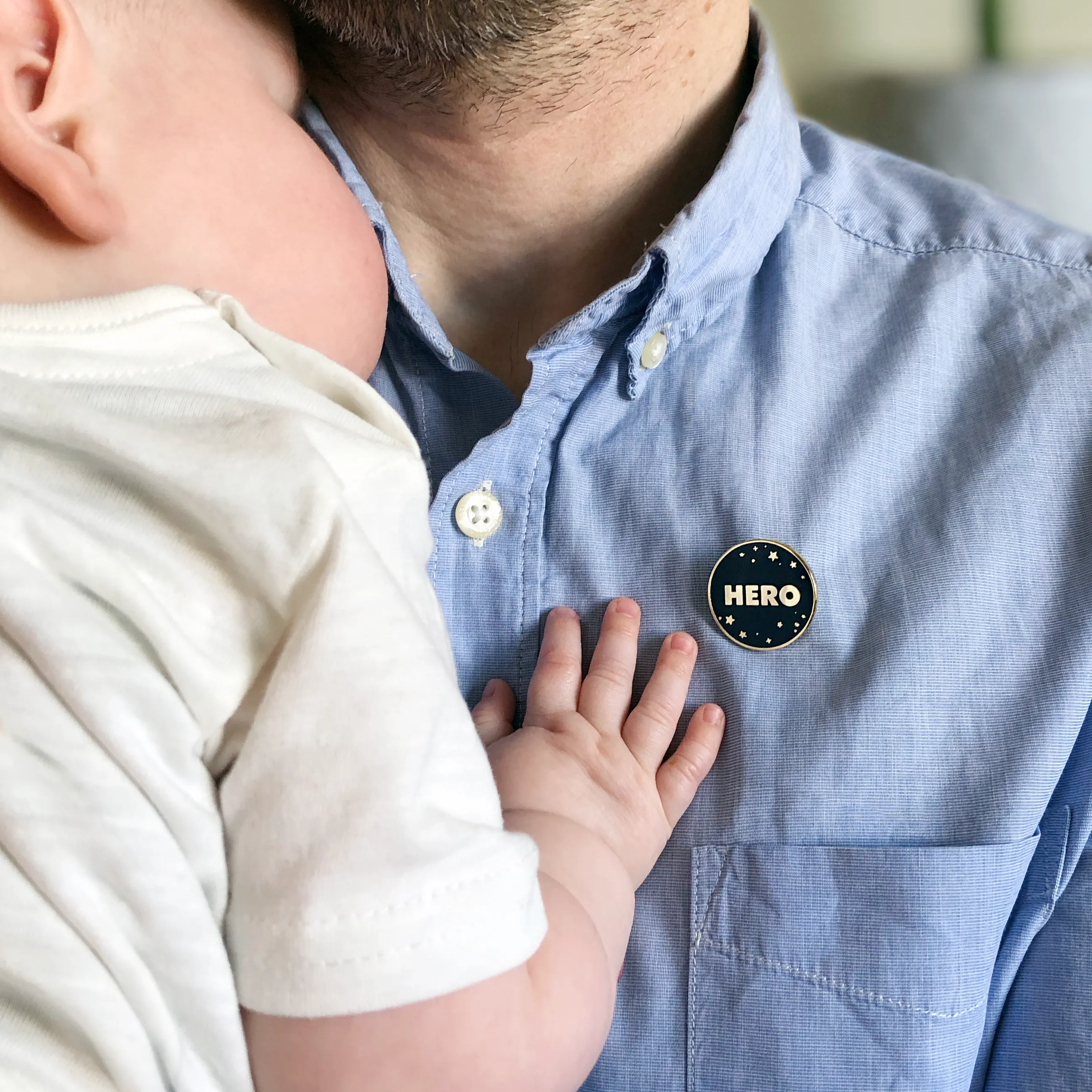Dad Is Always My Hero Pin Badge Card