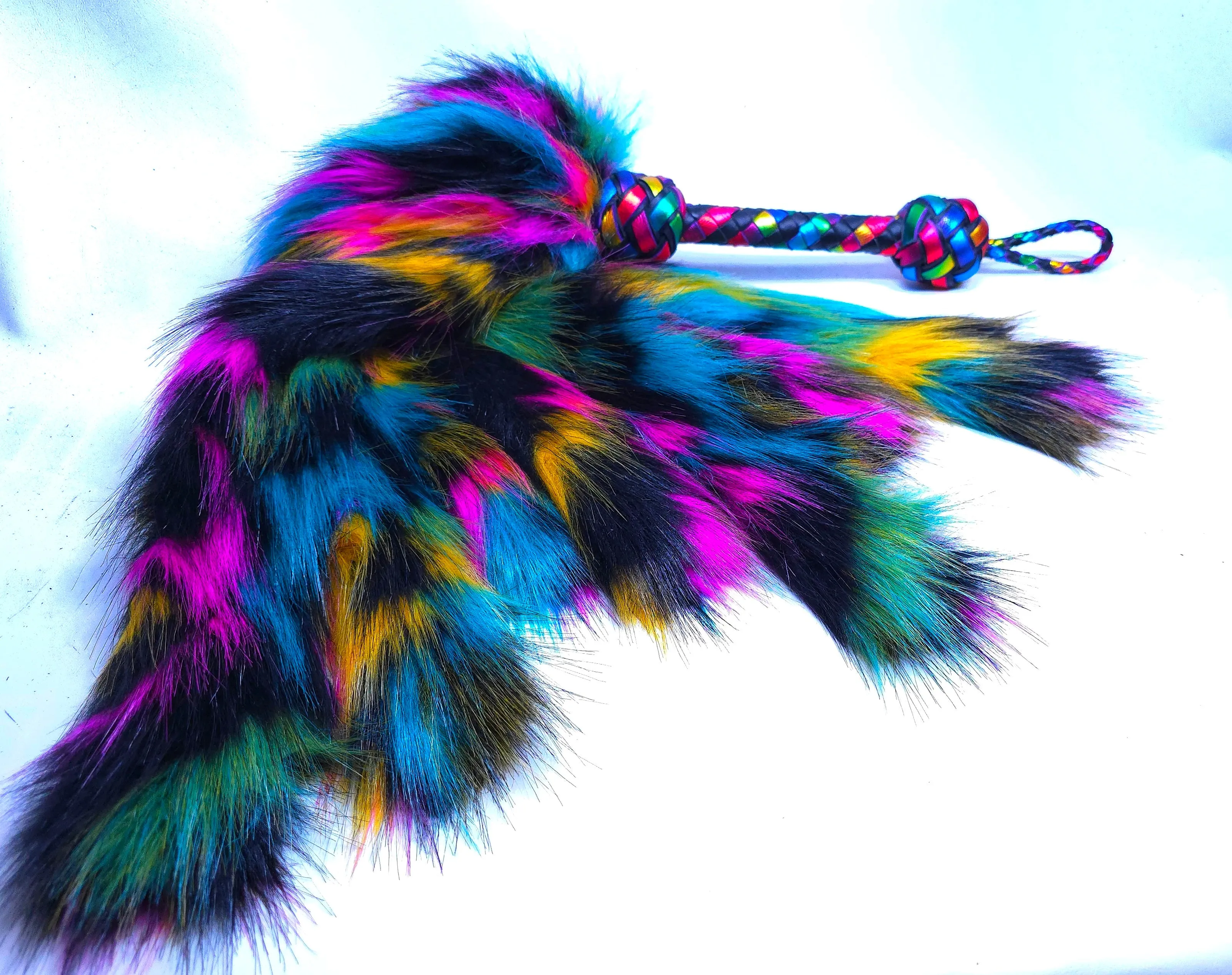 Dark Rainbow Fluffinator Flogger- Made to order