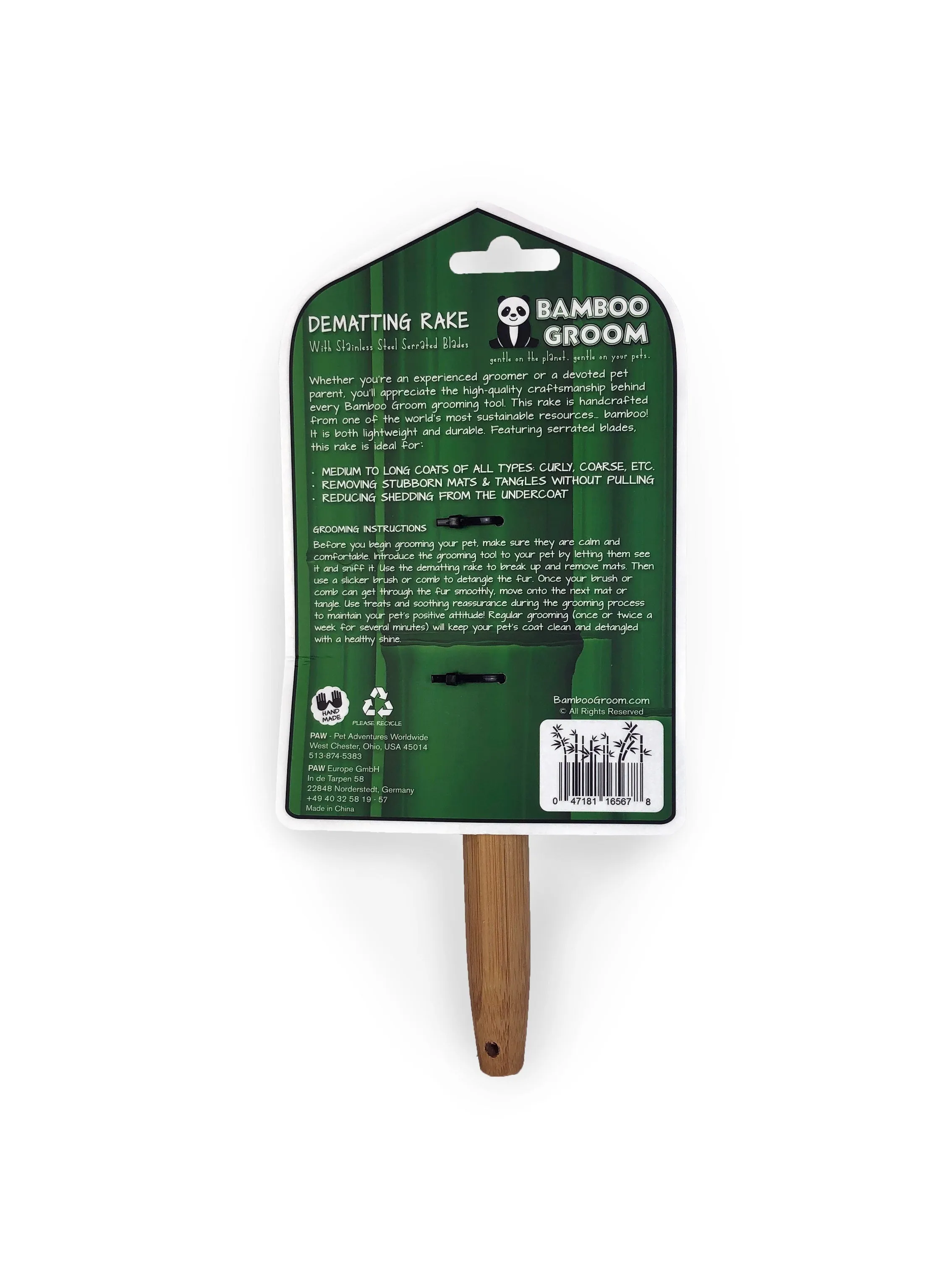 Dematting Rake with Stainless Steel Serrated Blades