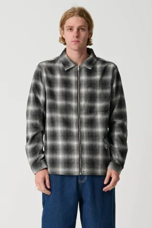 DICE CHECK ZIP SHIRT - BLACK