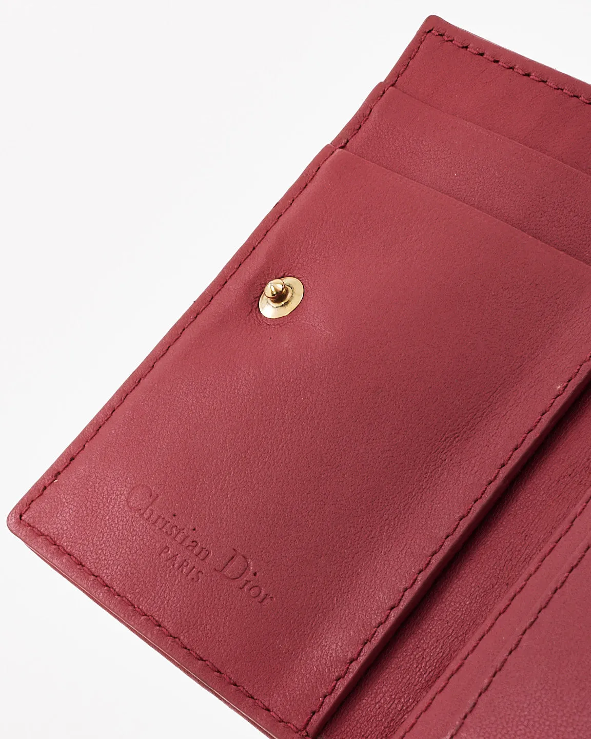 Dior Pink Calfskin Cannage Leather Mini Lady Dior Wallet