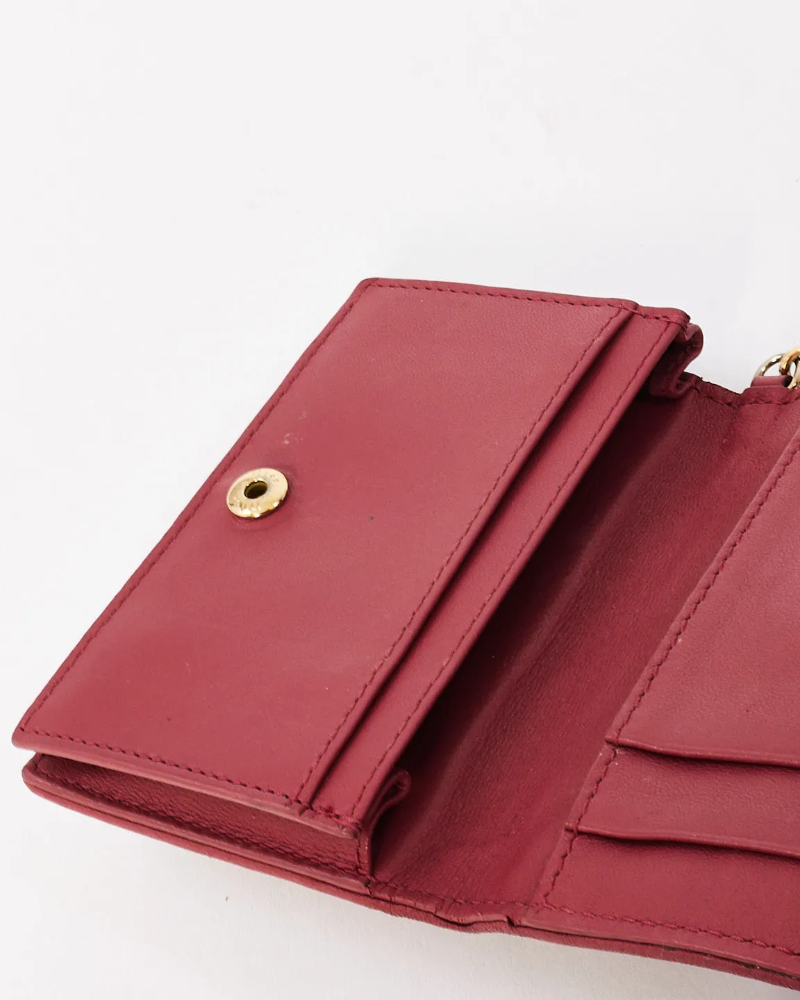 Dior Pink Calfskin Cannage Leather Mini Lady Dior Wallet