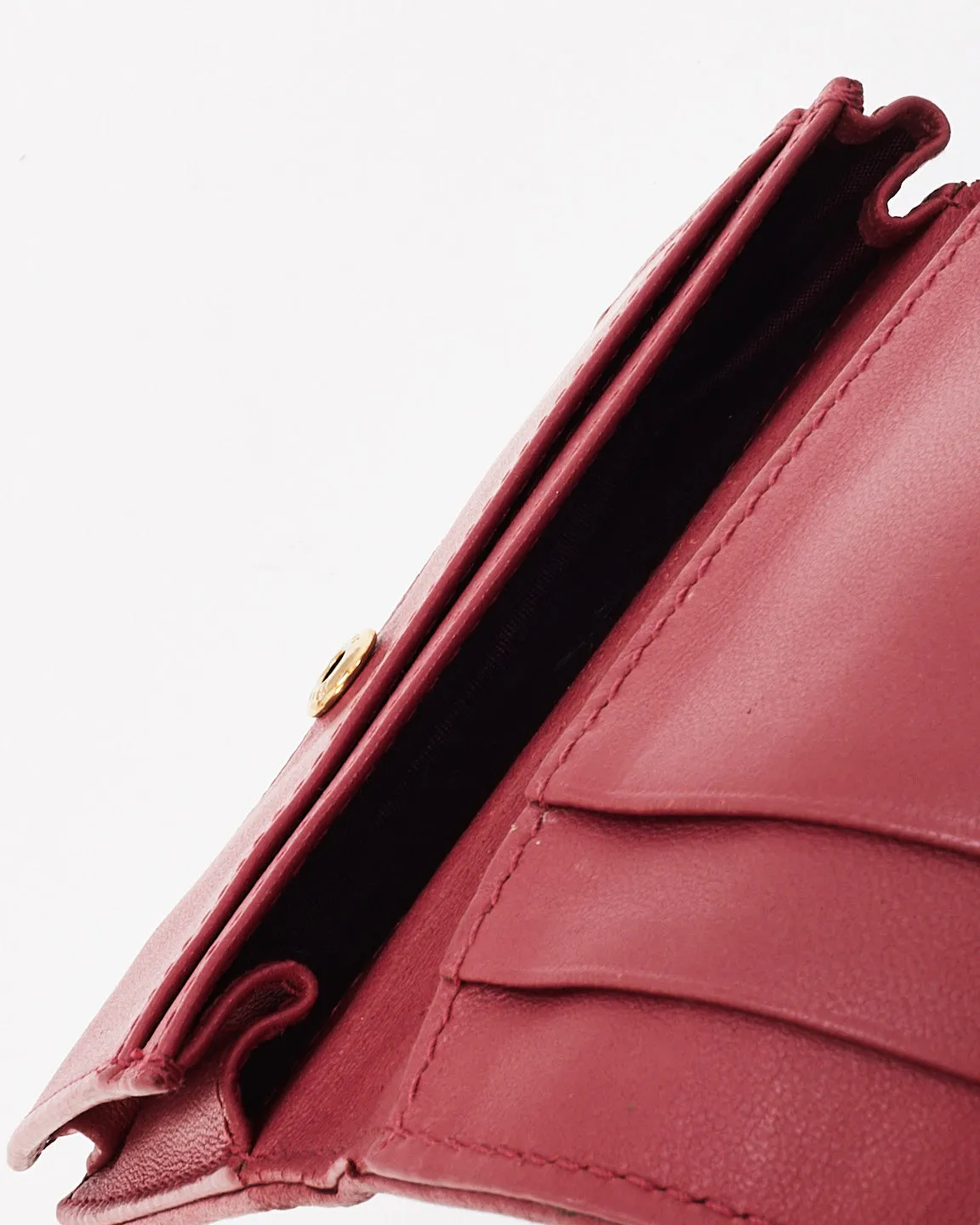 Dior Pink Calfskin Cannage Leather Mini Lady Dior Wallet