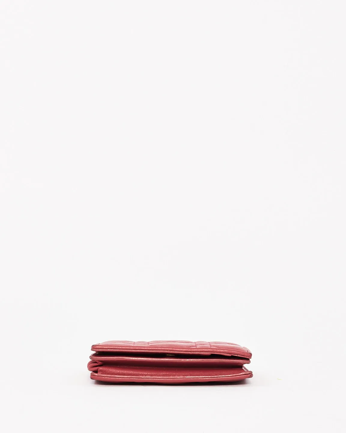 Dior Pink Calfskin Cannage Leather Mini Lady Dior Wallet