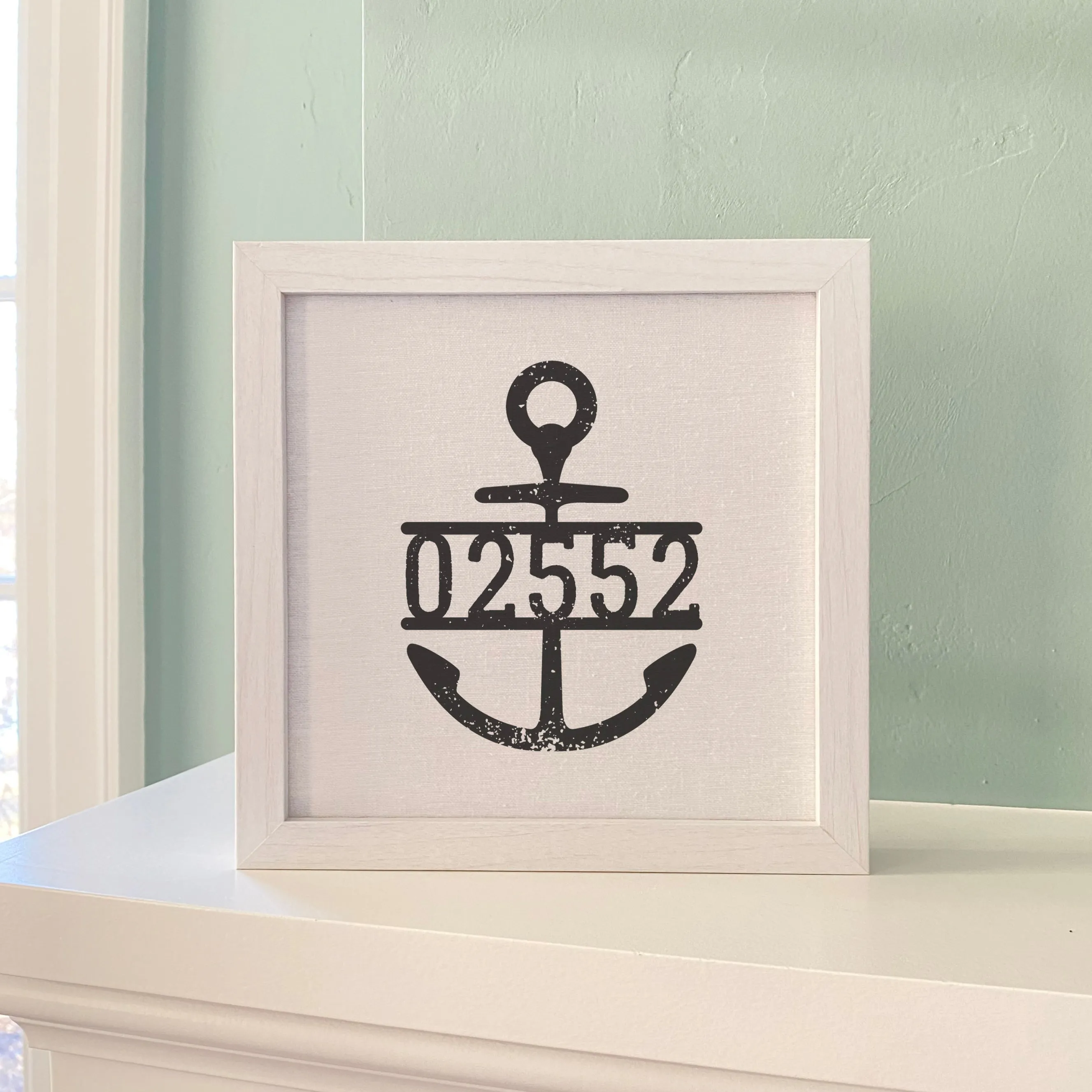 Distressed Anchor w/ Zip Code - Framed Sign