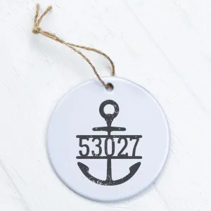 Distressed Anchor w/ Zip Code - Ornament