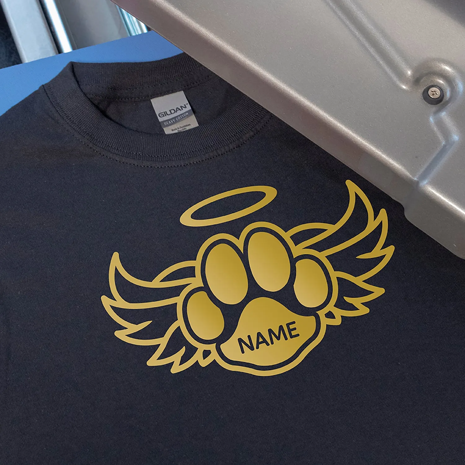 Dog Paw Angel Wing RIP Custom Name Heat Transfer