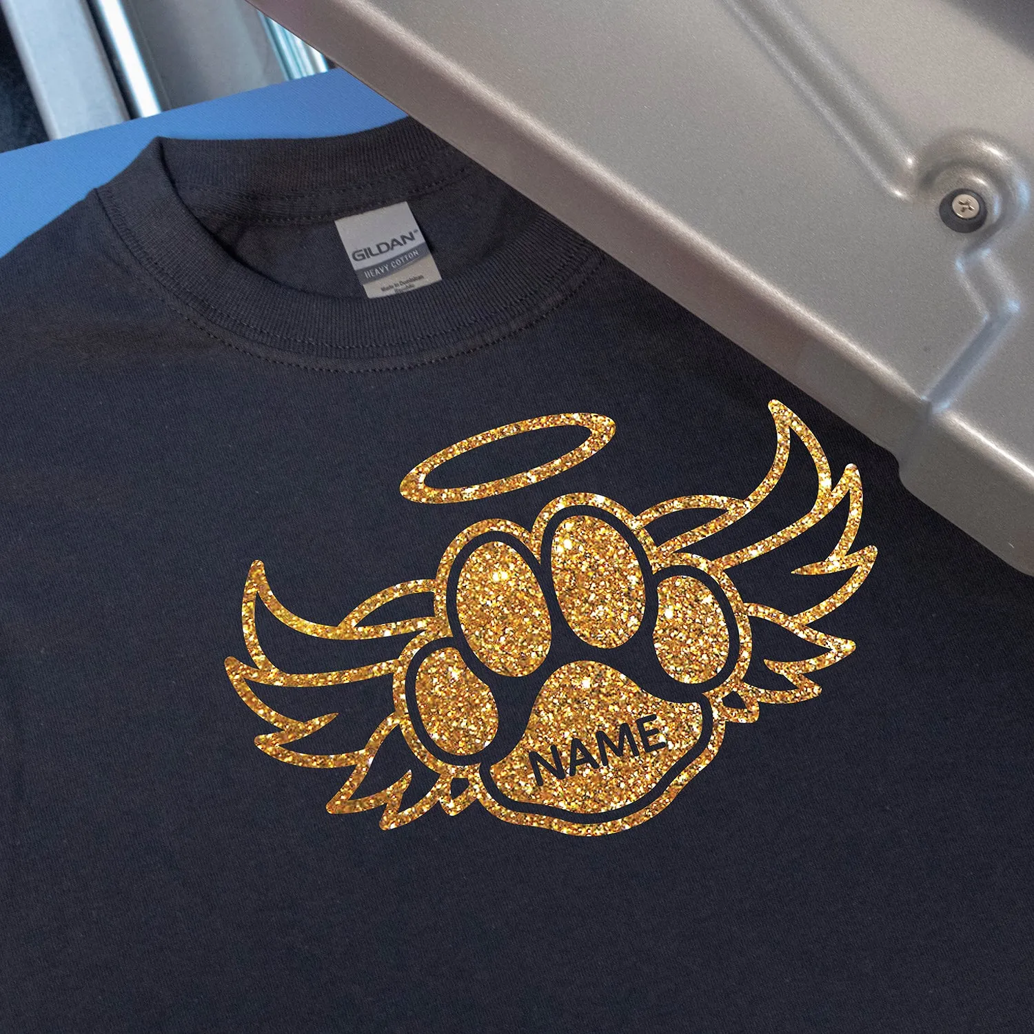 Dog Paw Angel Wing RIP Custom Name Heat Transfer