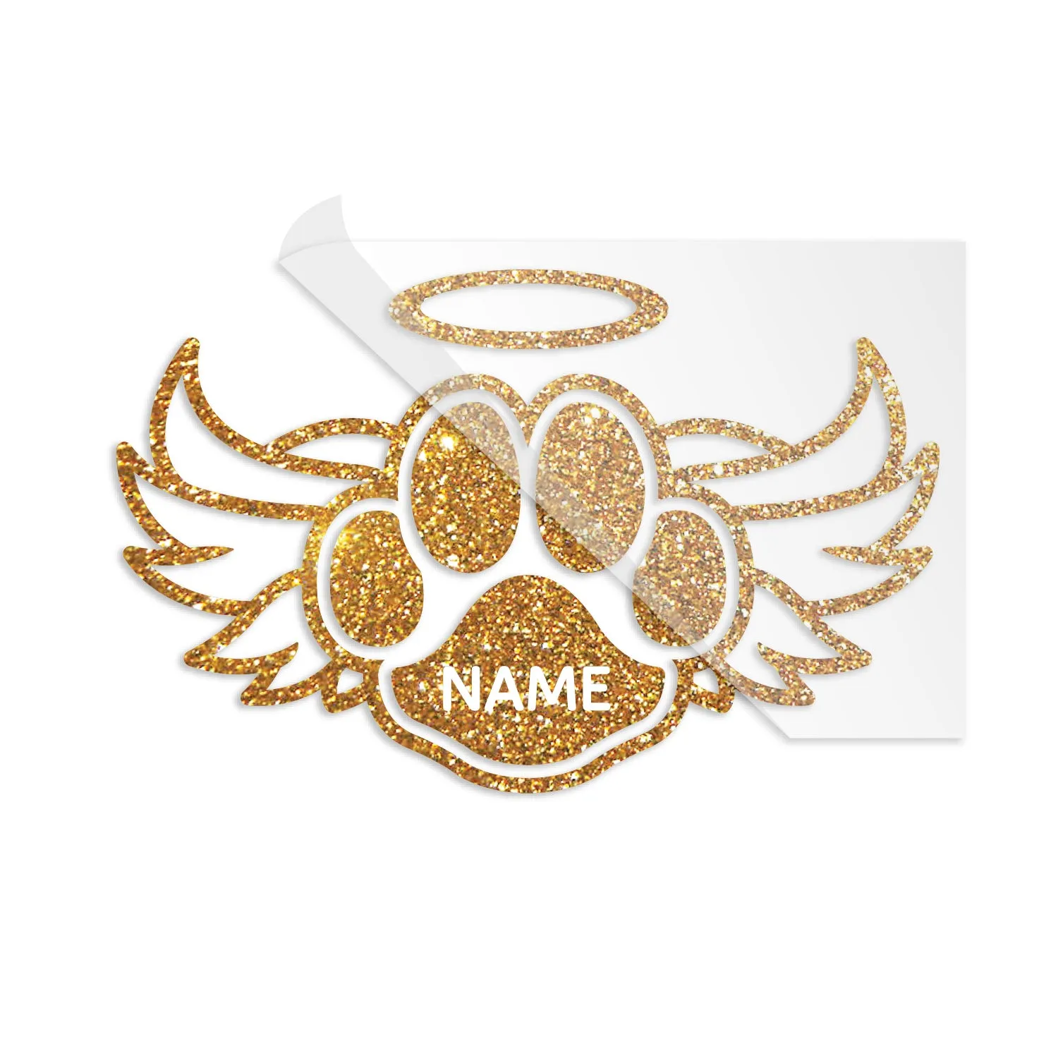 Dog Paw Angel Wing RIP Custom Name Heat Transfer