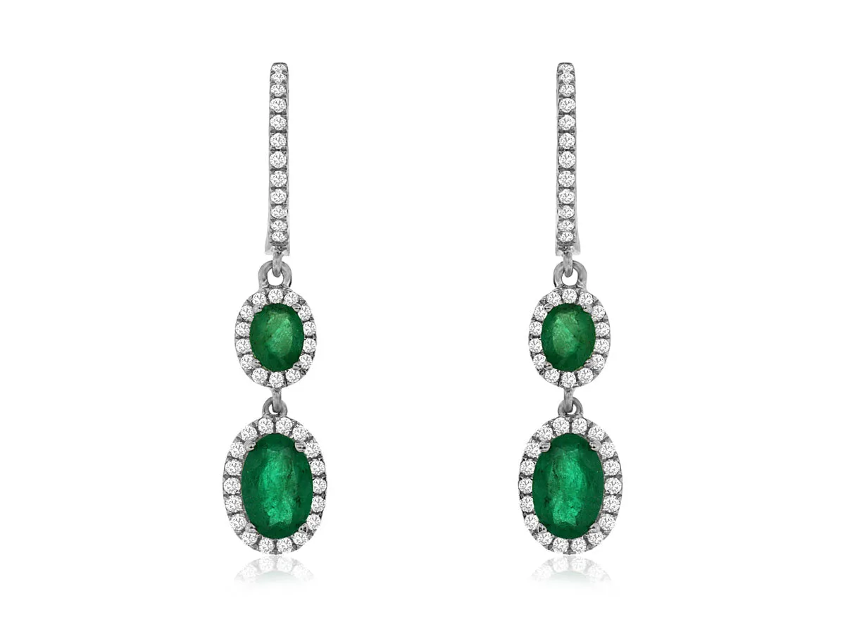 Double Emerald Drop Earrings