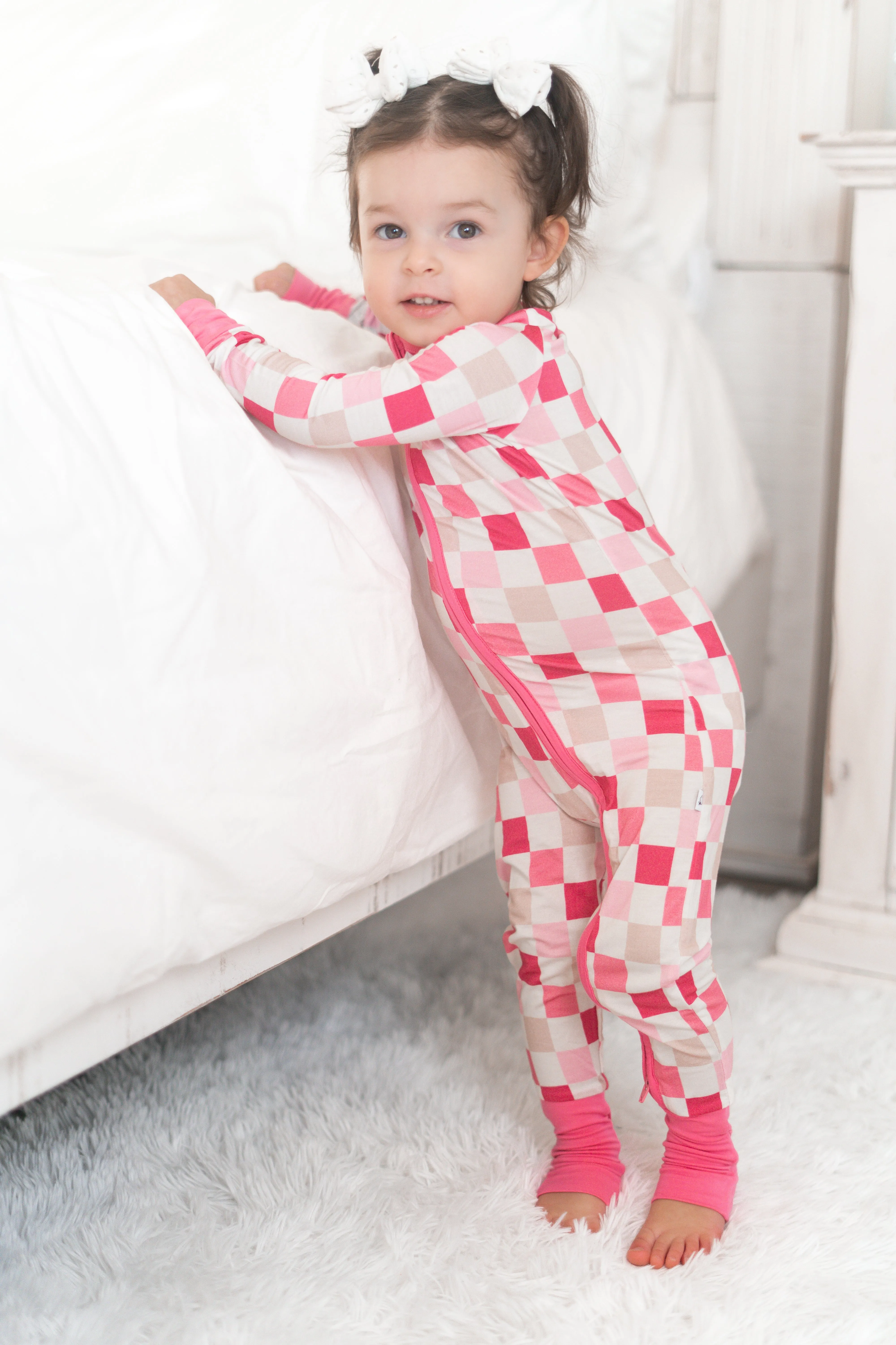 Dreamy Pink Checkers Dream Romper