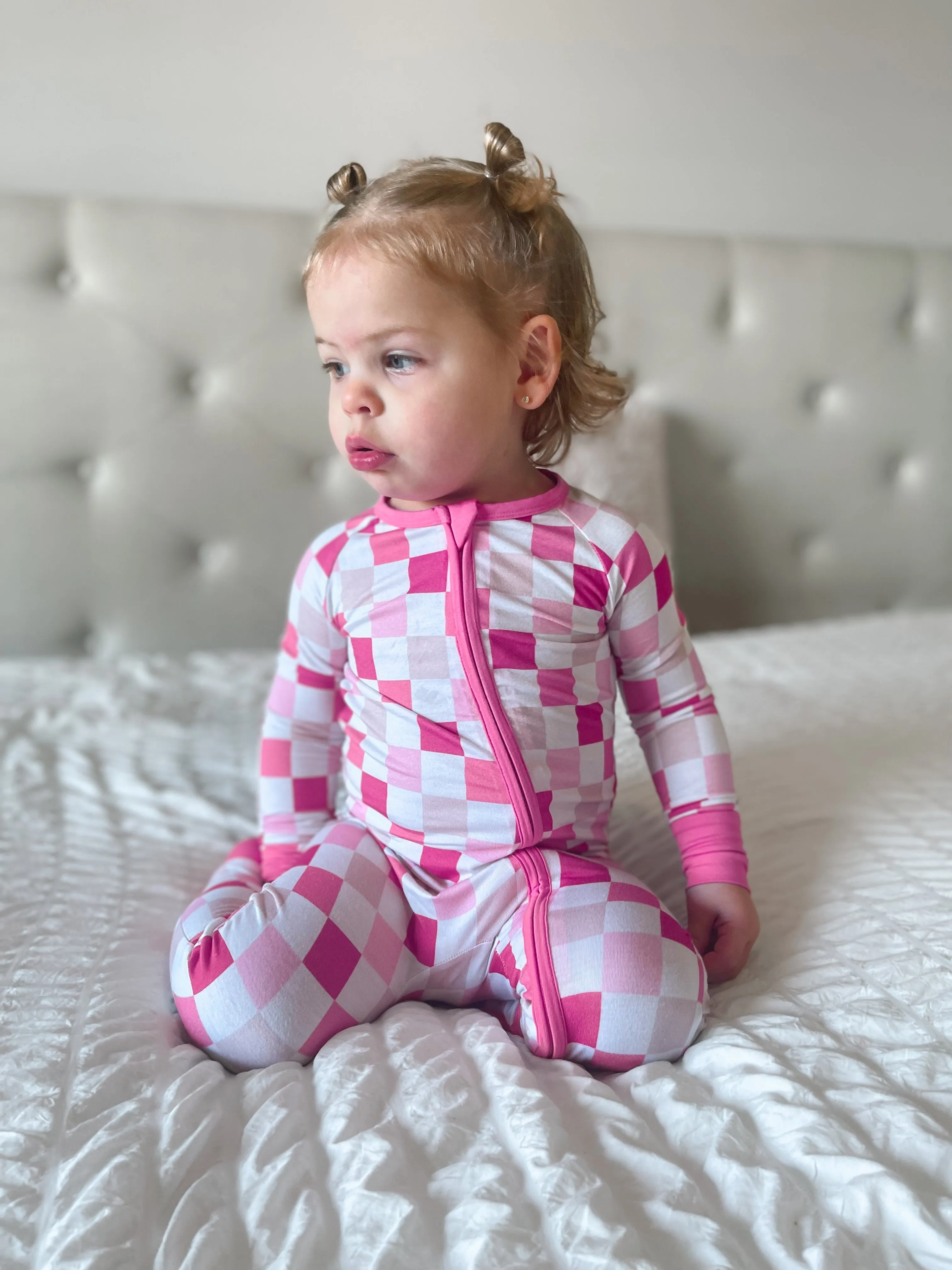 Dreamy Pink Checkers Dream Romper