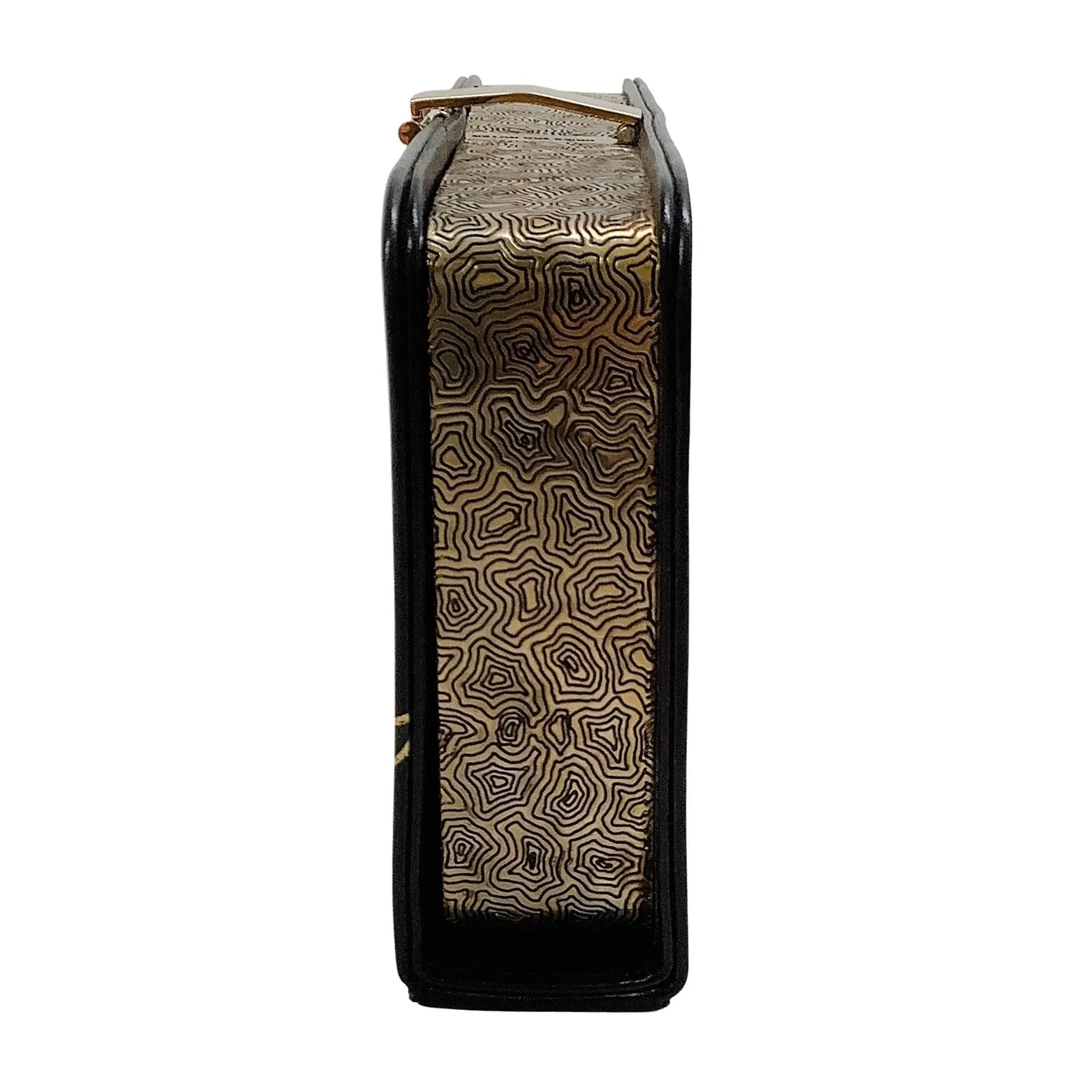 Dries van Noten Black Leather Clutch with Painted Birds