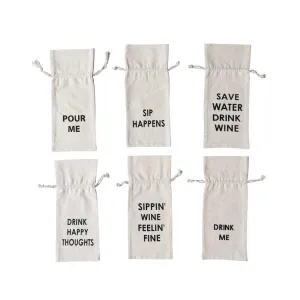 Drink Happy Thoughts Cotton Wine Bag