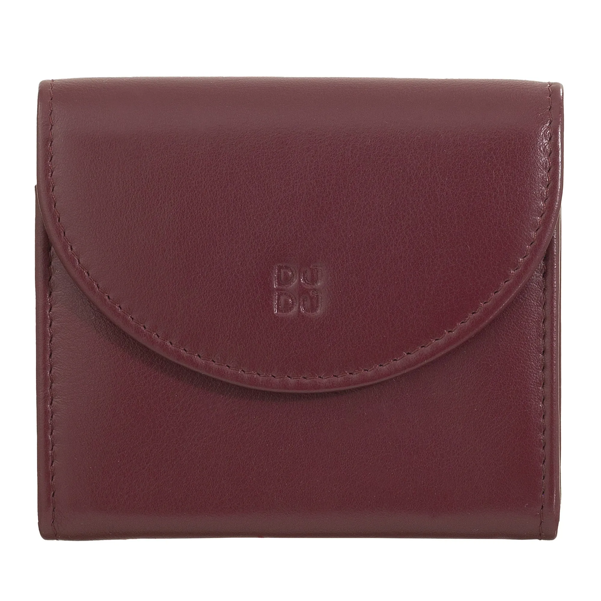 DUDU Mini Women's Slim Portfolio In Vera Leather with Zip holder, button closure, compact colored wallets