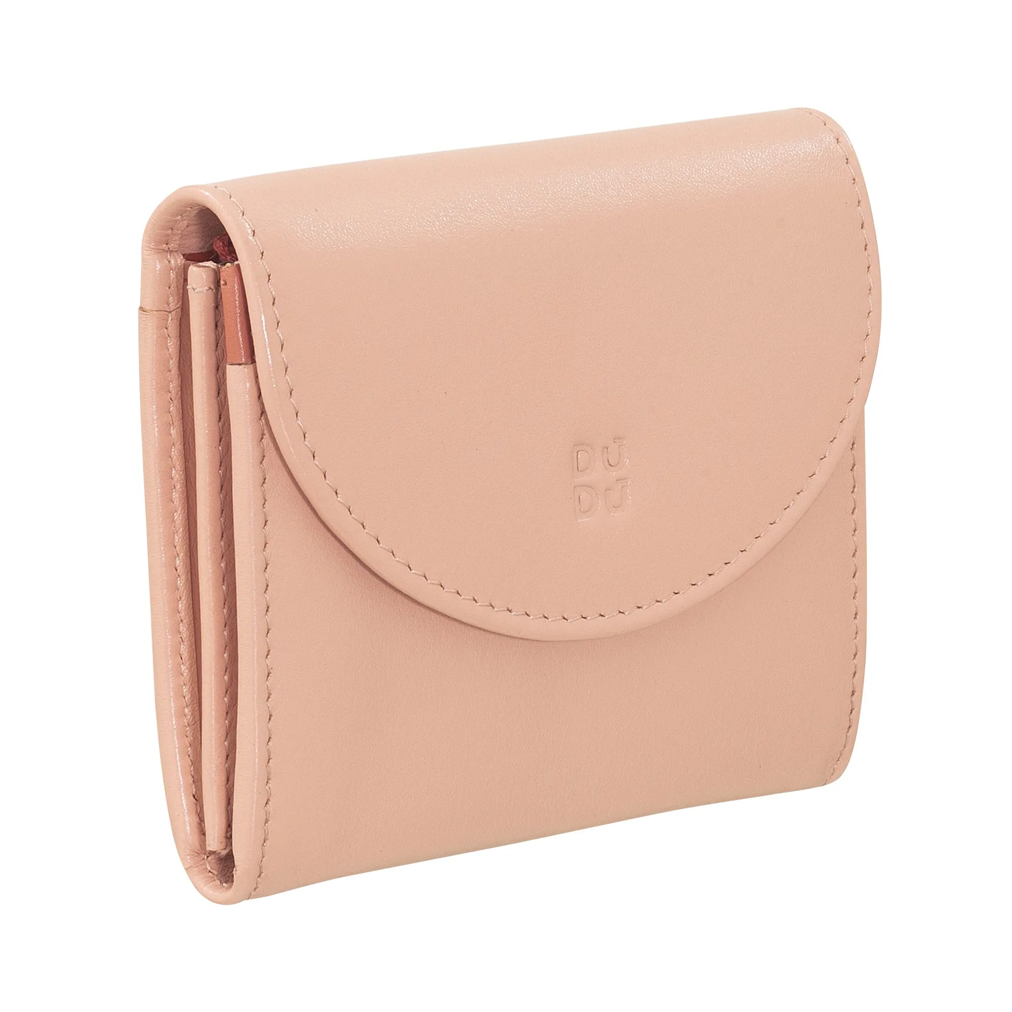 DUDU Mini Women's Slim Portfolio In Vera Leather with Zip holder, button closure, compact colored wallets