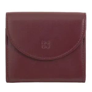 DUDU Mini Women's Slim Portfolio In Vera Leather with Zip holder, button closure, compact colored wallets