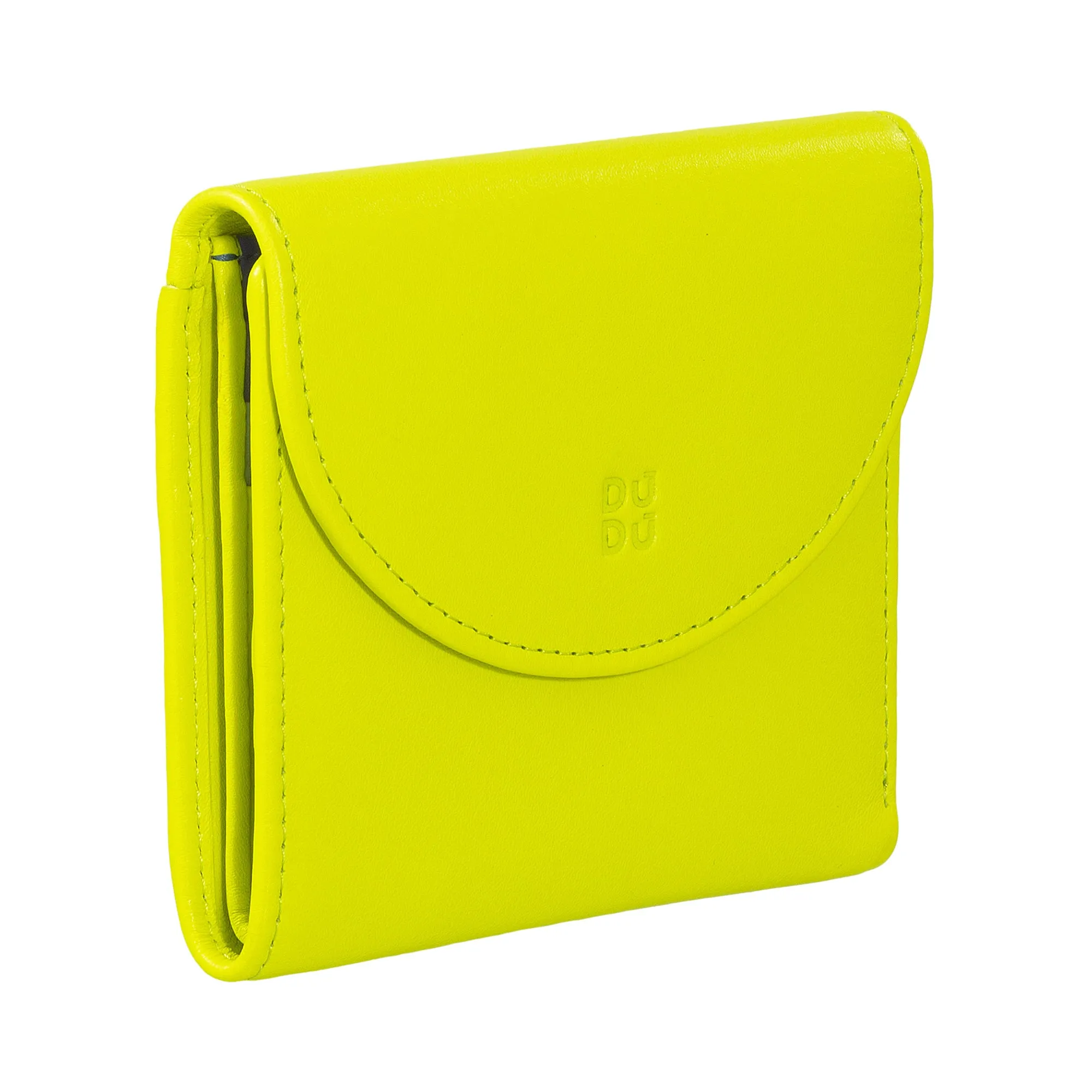 Dudu Women's Wallet In Small Soft Leather Small, Carecarter Pockets, Banknotes holder, Rear zipper For Coins, RFID wallets with colored button closure
